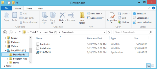 Windows Vista fichiers téléchargés