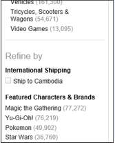 Amazon international shipping filter