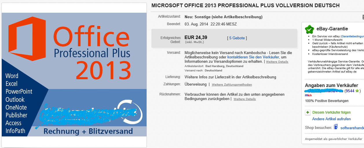 Office 2013 unter EUR 25